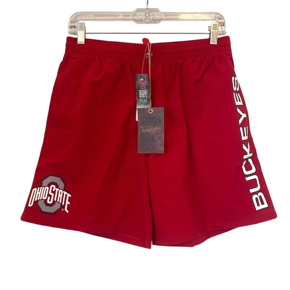 Ohio State Shorts NEW Mitchell Ness Men NCAA Team Heritage Woven Buckeyes Red XS - Picture 1 of 14